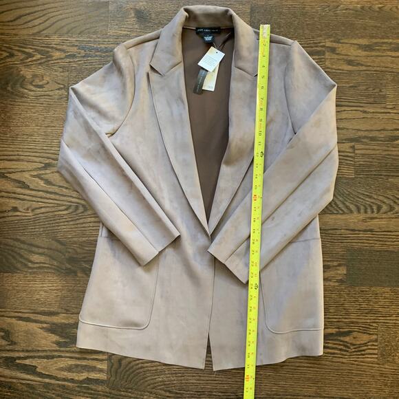 Faux Suede Blazer Jacket Taupe Size Large by Joan Vass NEW Taupe Career Workwear - Picture 7 of 10
